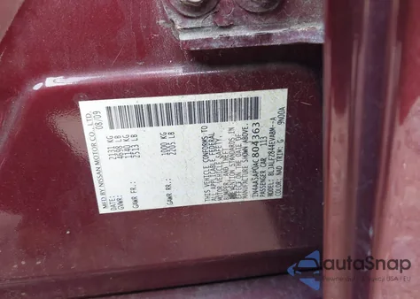 2010 Nissan Maxima 3.5 Sv from USA, damaged, VIN 1N4AA5AP0AC804363